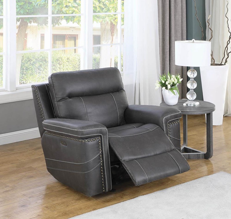 Wixom Power Motion Living Room Set in Charcoal