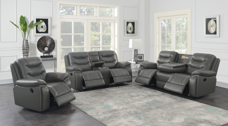 Flamenco Reclining Living Room Set in Charcoal