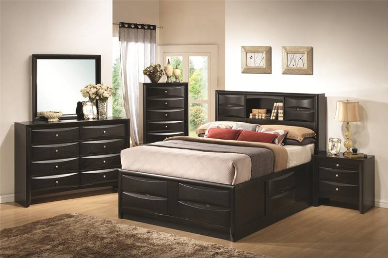 Briana Black Bedroom Set with Large Storage Bed