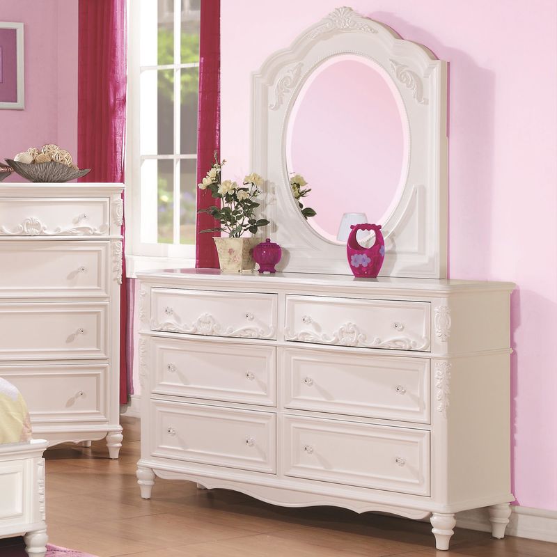 Caroline Youth Bedroom Set with Storage Bed in White