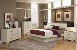 Jessica White Bedroom Set with Platform Bed and Mood Lighting