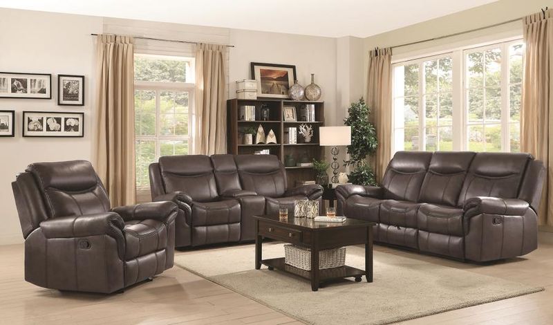 Sawyer Reclining Living Room Set in Brown