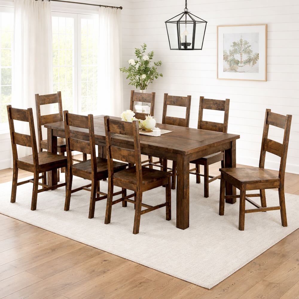 Coleman Modern Farmhouse 9-Piece Dining Set in Rustic Brown Coleman Modern Farmhouse 9-Piece Dining Set in Rustic Brown