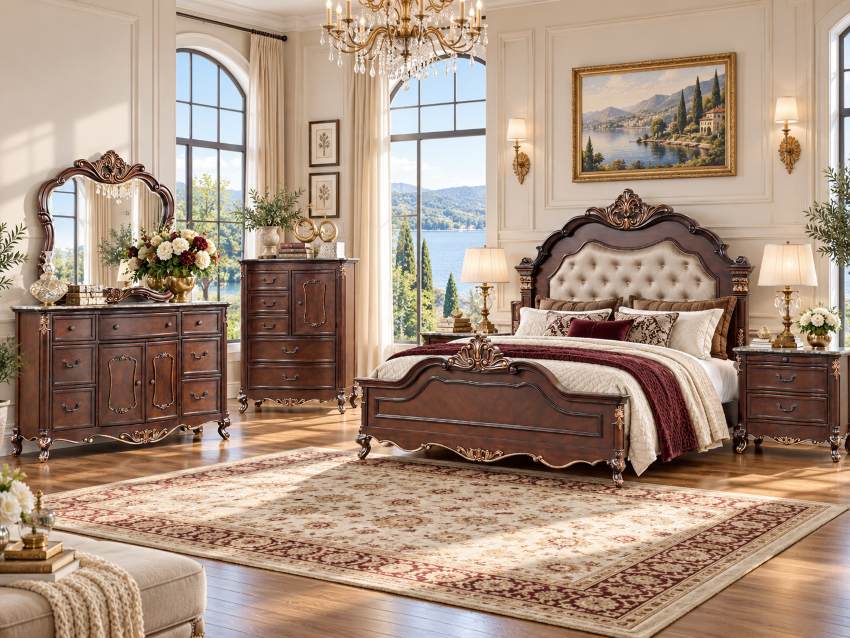 Constantine Royal Classics French Traditional Bedroom Set with Marble Tops