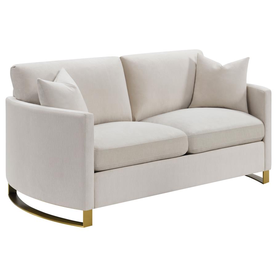 Corliss Modern Transitional Beige Velvet Sofa & Love Seat Set