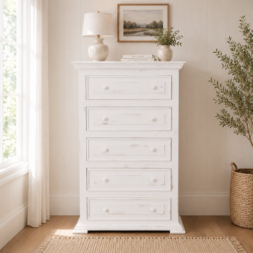 Cottage Grove White Farmhouse Bedroom Set with Poster Bed
