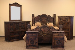 Country Rope and Star Rustic Bedroom Set with Medio Finish