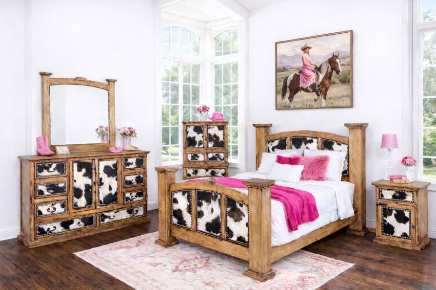 Cowgirl Western Rustic Cowhide Bedroom Set