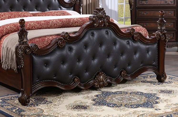 Cremona Ornate Bedroom Set in Dark Cherry
