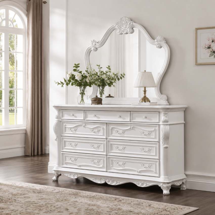 Cremona Ornate Luxury White Bedroom Set