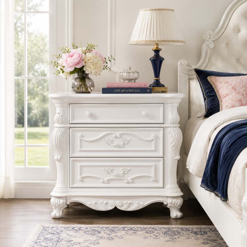Cremona Ornate Luxury White Bedroom Set