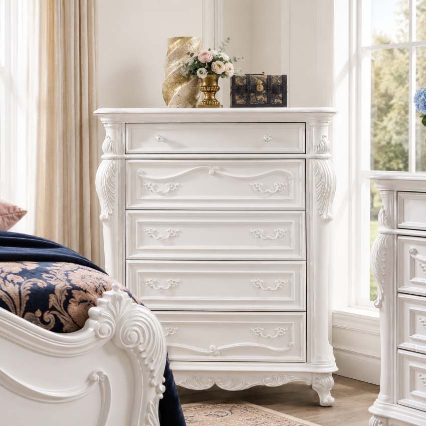Cremona Ornate Luxury White Bedroom Set