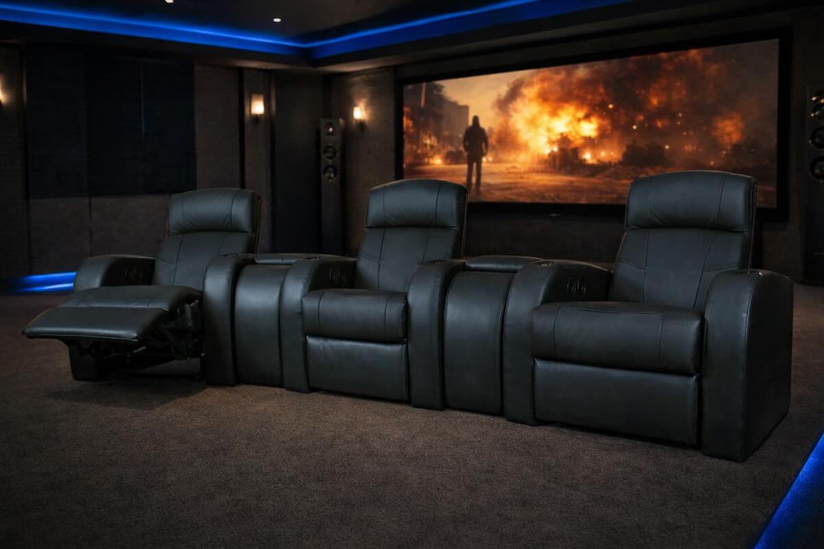 Cyrus Black Top Grain Leather Home Theater Seating Cyrus Black Top Grain Leather Home Theater Seating