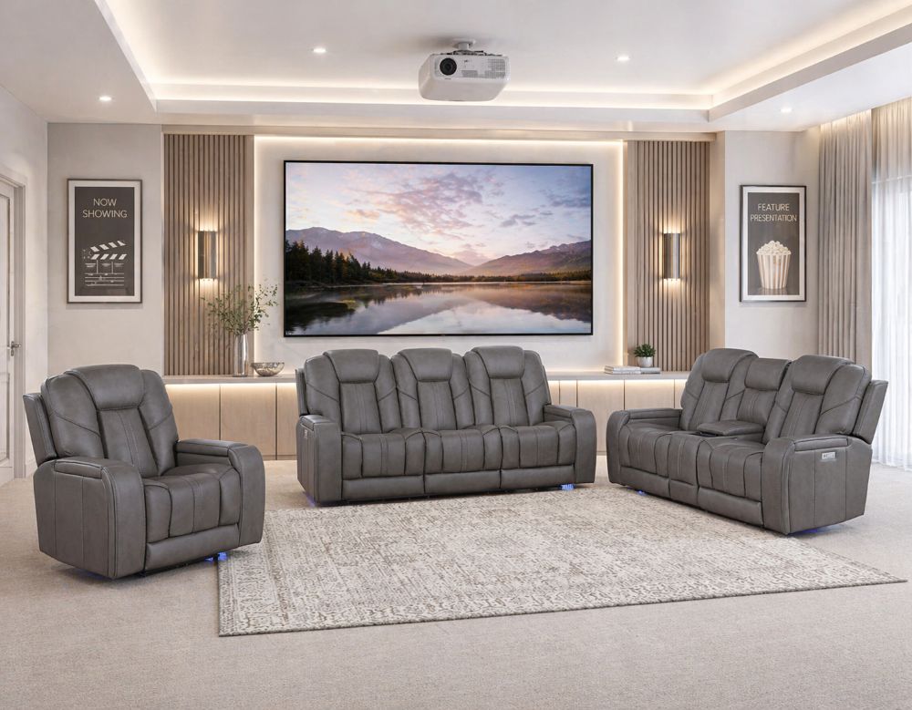 Full Immersive Luxury Leather Power Reclining Sofa Set with Speakers, Heat, Massage & Zero Gravity