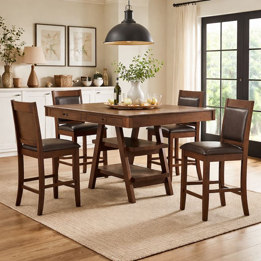 Dewey Modern Transitional 5-Piece Counter Height Dining Room Set Dewey Modern Transitional 5-Piece Counter Height Dining Room Set