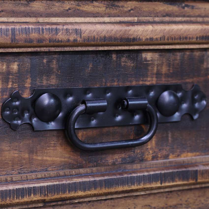 Saddlebrook Western Rustic Ranch Bedroom Set in Distressed Brown