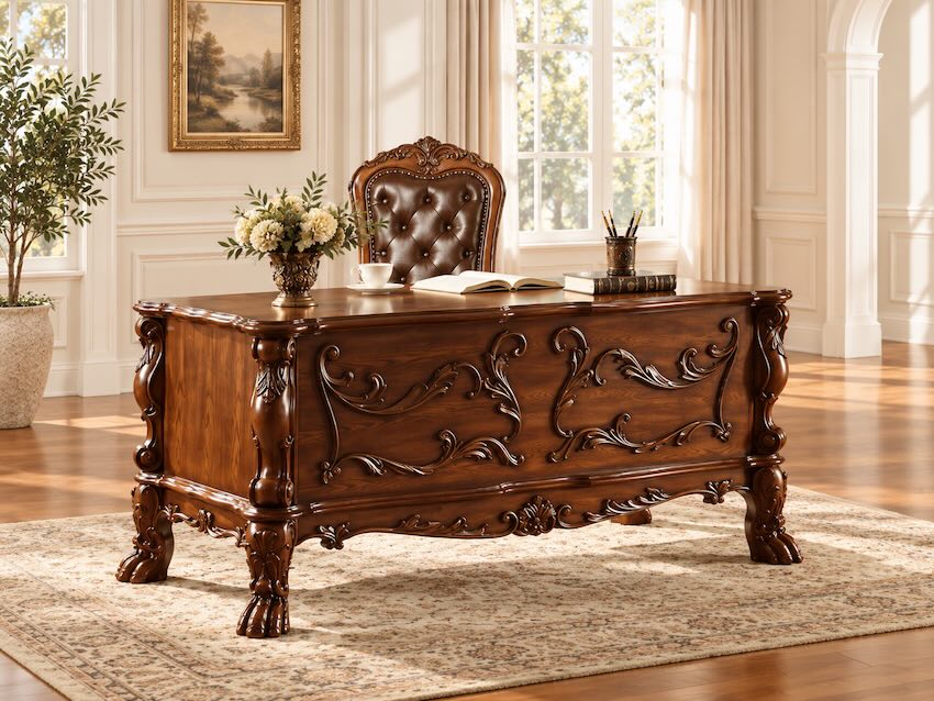 Dresden Traditional Executive Desk & Chair Set in Cherry Oak