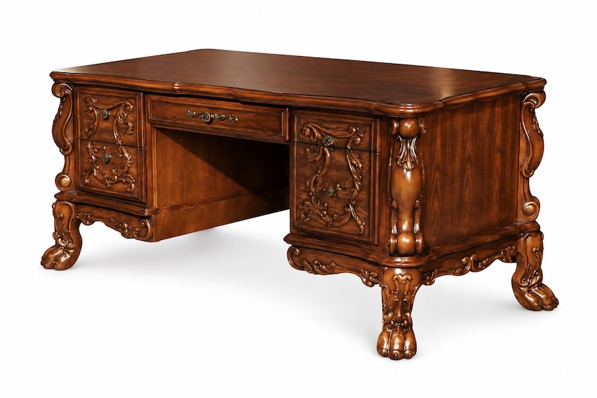 Dresden Traditional Executive Computer Desk with Hutch in Cherry Oak
