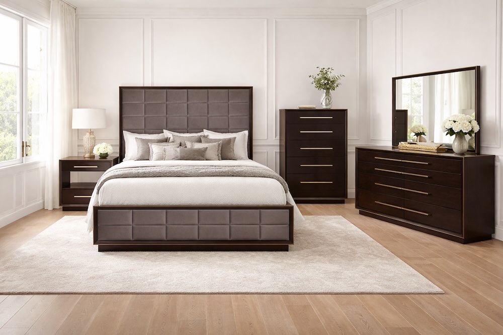 Durango Retro Inspired Bedroom Set in Peppercorn