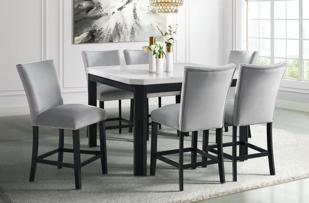 Francesca Counter Height Dining Table with Grey Chairs