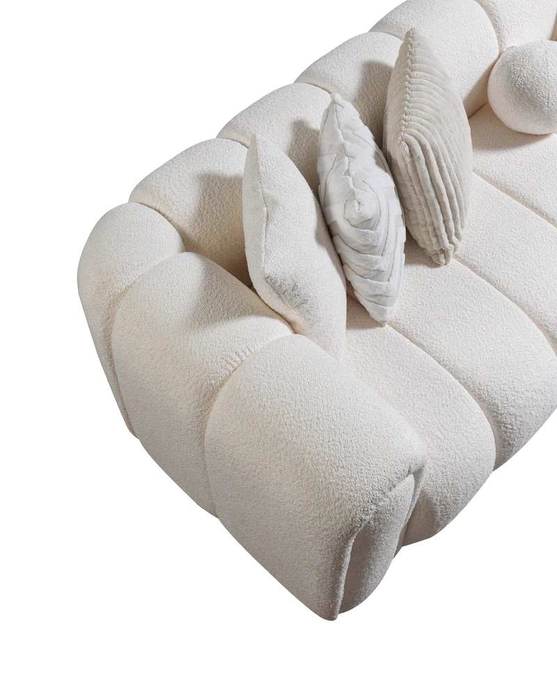 Everly Ivory Boucle Modern Organic Sectional with Chaise