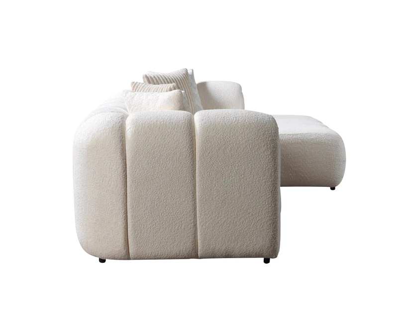 Everly Ivory Boucle Modern Organic Sectional with Chaise