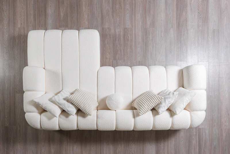 Everly Ivory Boucle Modern Organic Sectional with Chaise