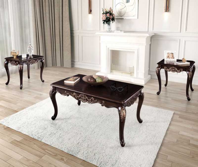 Veracruz Ornate Sofa Set in Brown