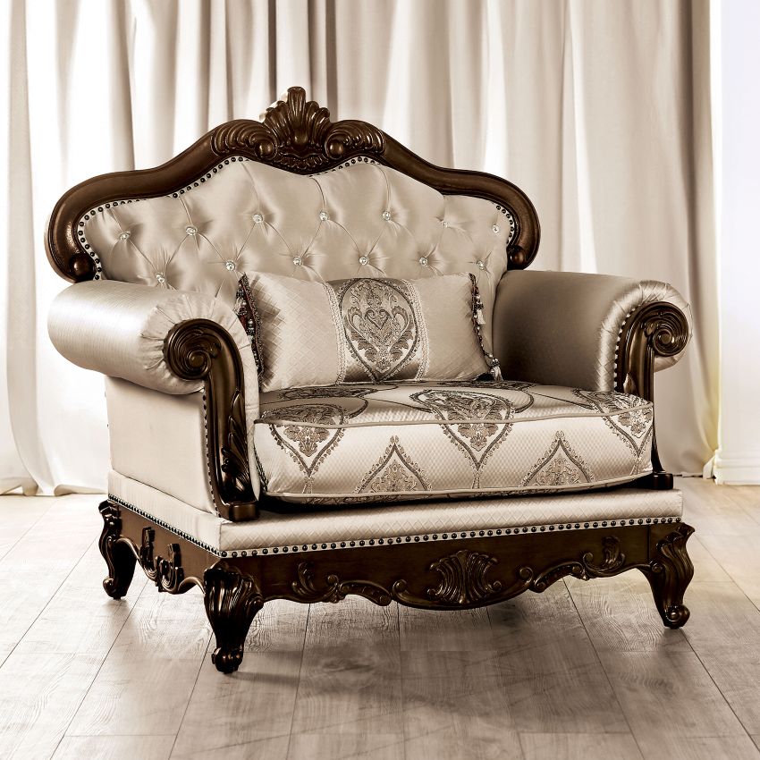 Veracruz Ornate Sofa Set in Beige