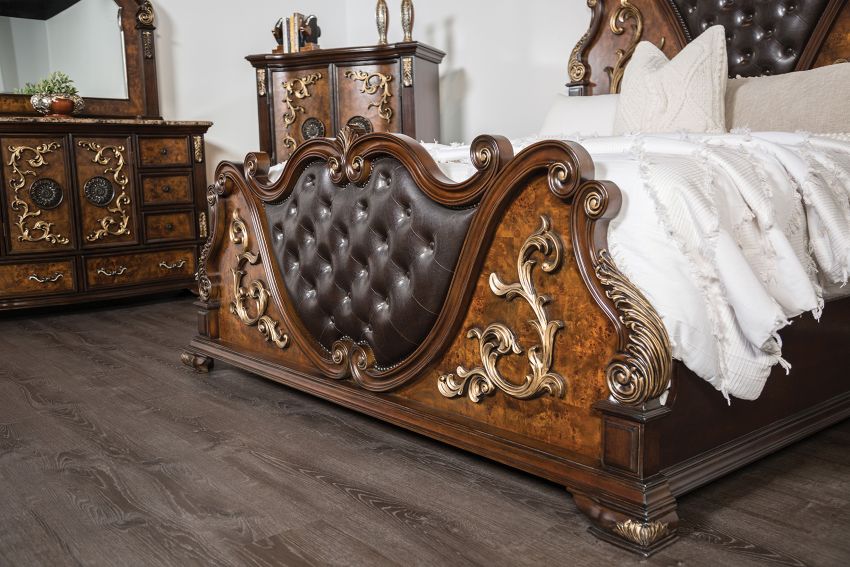 Aquilina Ornate Bedroom Set with Marble Tops