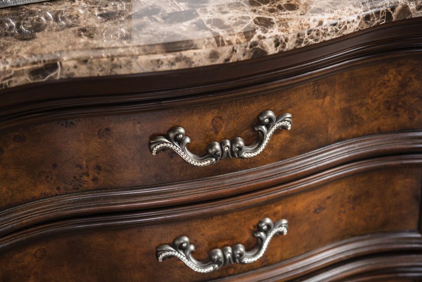 Aquilina Ornate Bedroom Set with Marble Tops