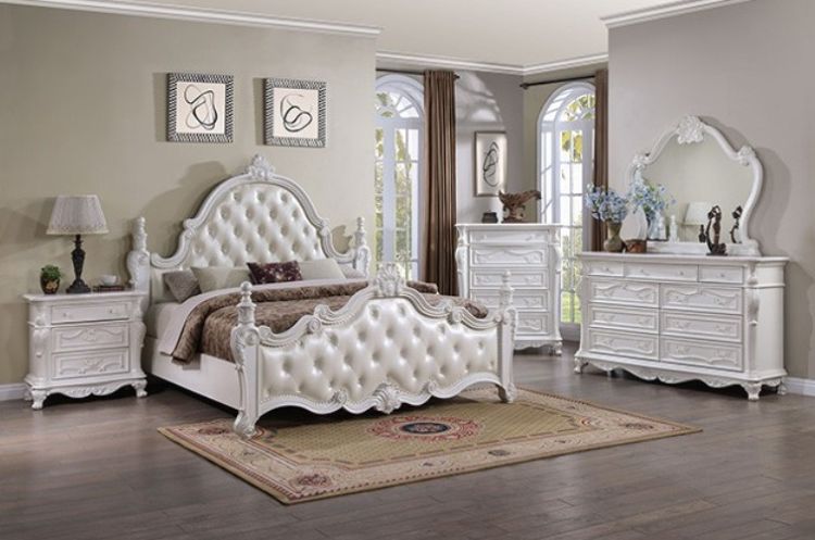 Cremona Ornate Bedroom Set in White