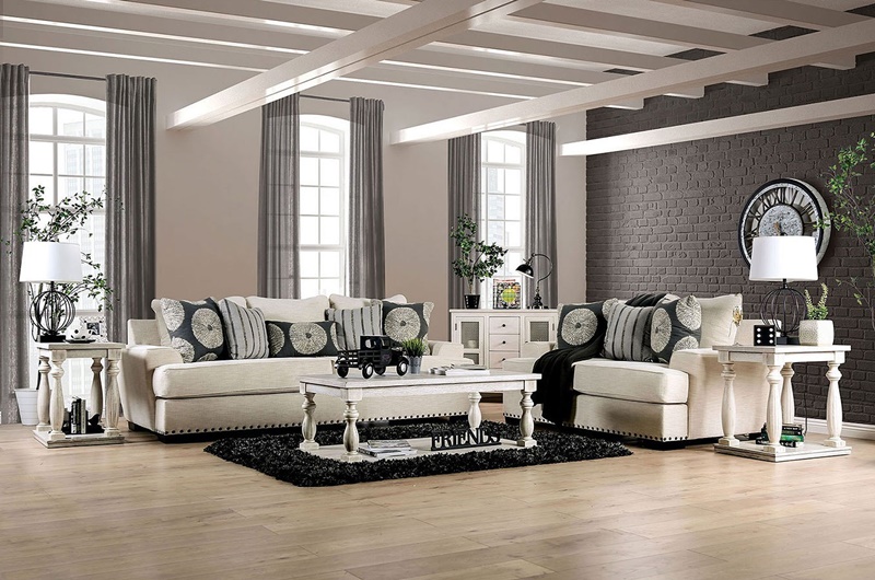 Germaine Living Room Set in Ivory
