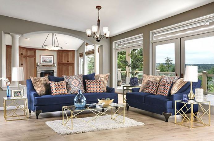 Sisseton Living Room Set in Navy
