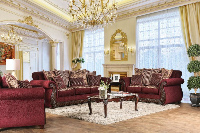 Tabitha Formal Living Room Set in Wine Tabitha Formal Living Room Set in Wine