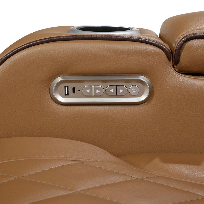 Fairway Brown Power Reclining Sofa Set with LED Lights