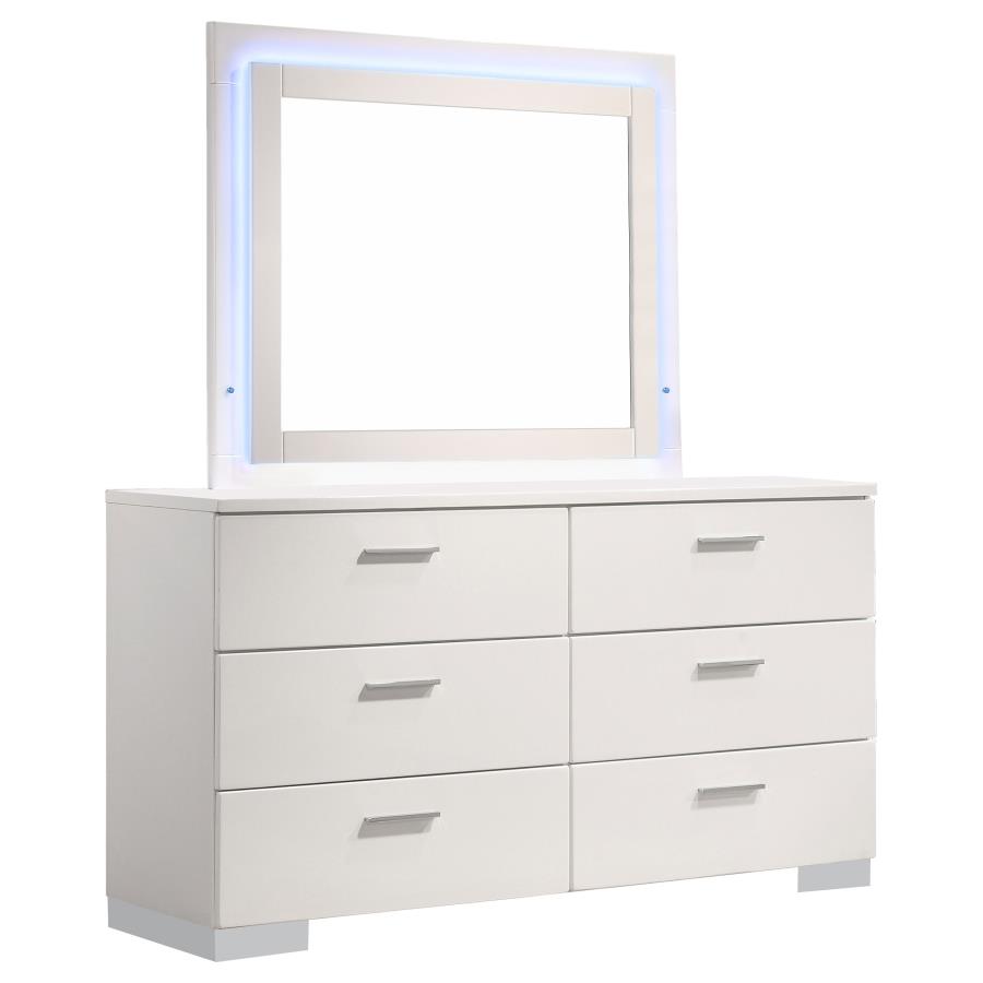 Felicity Glossy White Modern Bedroom Set with LED Lighting
