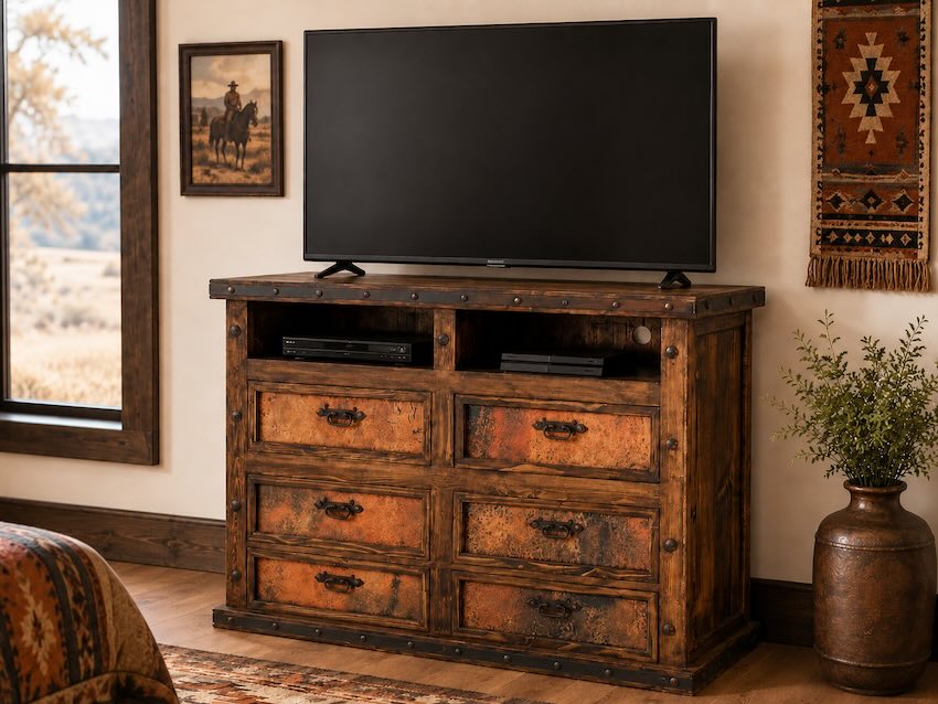 Finca Western Rustic Bedroom Set with Copper Accents
