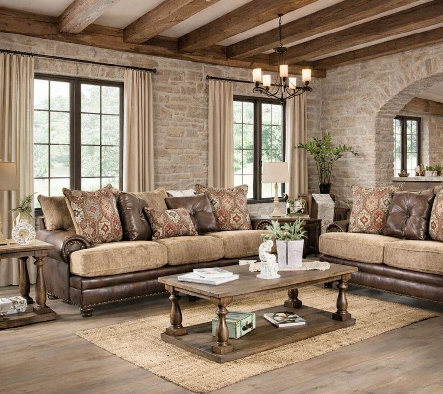 Fletcher Rustic Transitional Brown Living Room Set Fletcher Rustic Transitional Brown Living Room Set