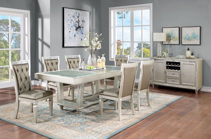 Adelina Dining Room Set in Champagne