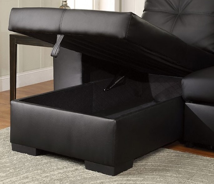 CM6149BK Denton Sectional Sofa in Black Furniture of America FOA