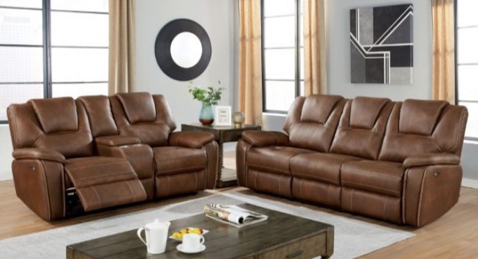 Ffion Power Sofa Set in Brown