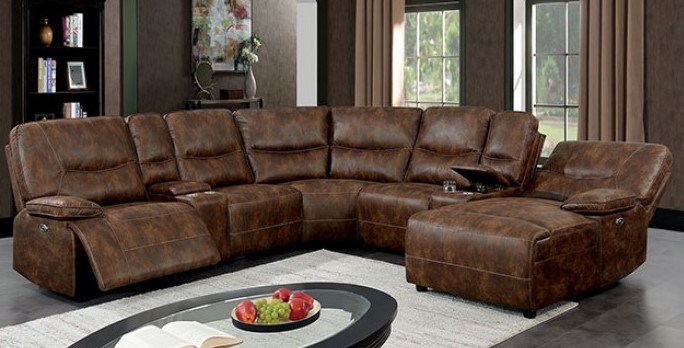 Chantelle Power Sectional Sofa in Brown