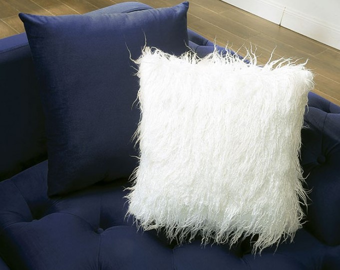 Wilmington Traditional Glam Blue Tufted Sectional Sofa