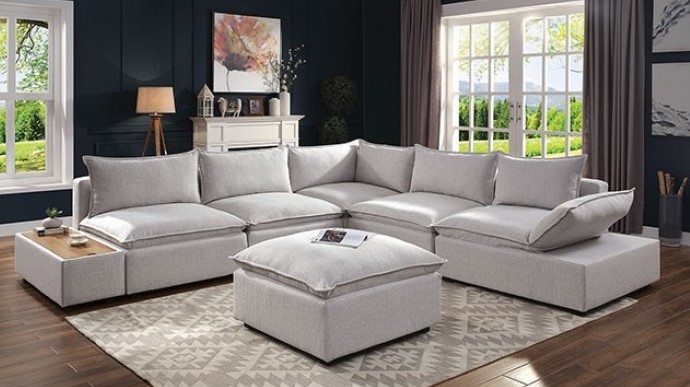 Arlene Sectional Sofa in Light Gray