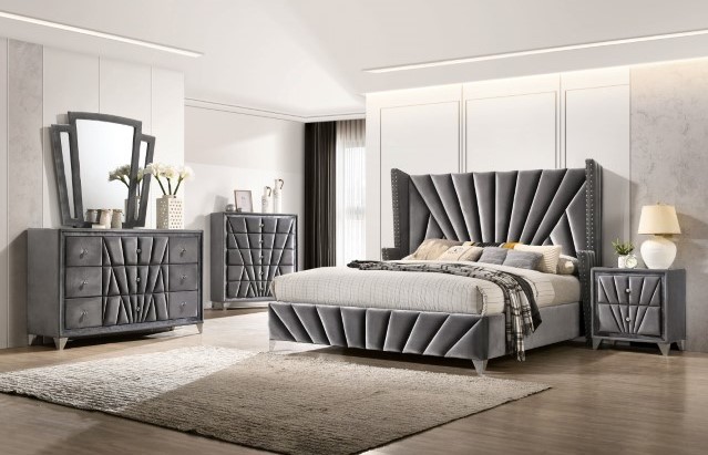 Carissa Bedroom Set in Gray