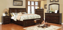 Castor Bedroom Set in Brown Cherry with Storage Drawers