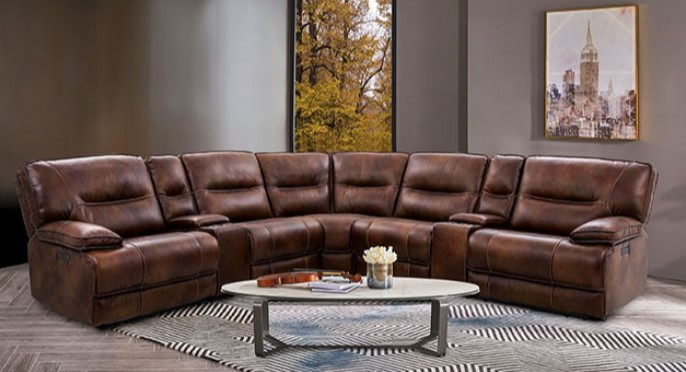 Louella Power Sectional Sofa in Brown