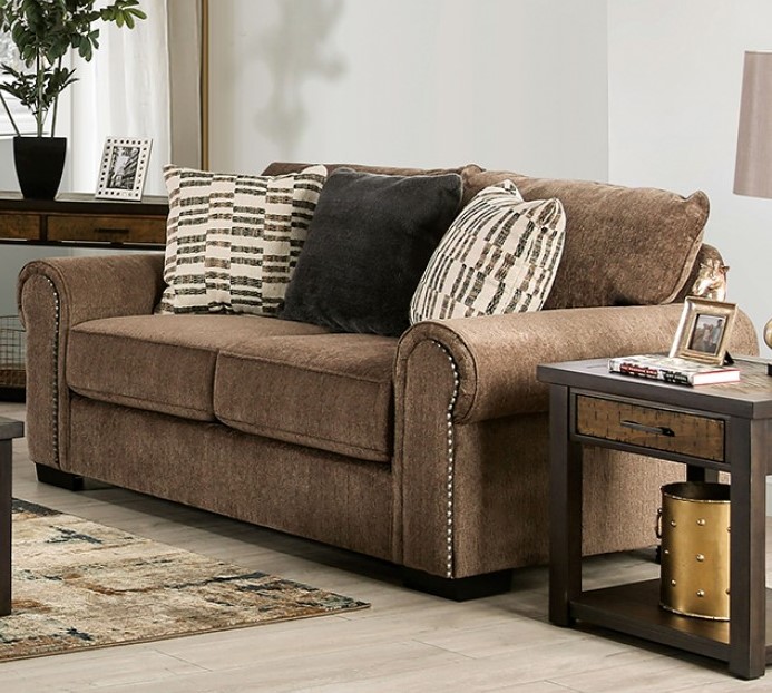 Furniture of America FOA SM1216 Laredo Sofa Set in Brown Made in