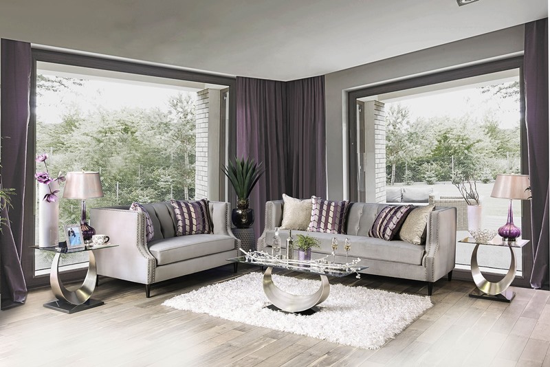 Tegan Living Room Set in Gray